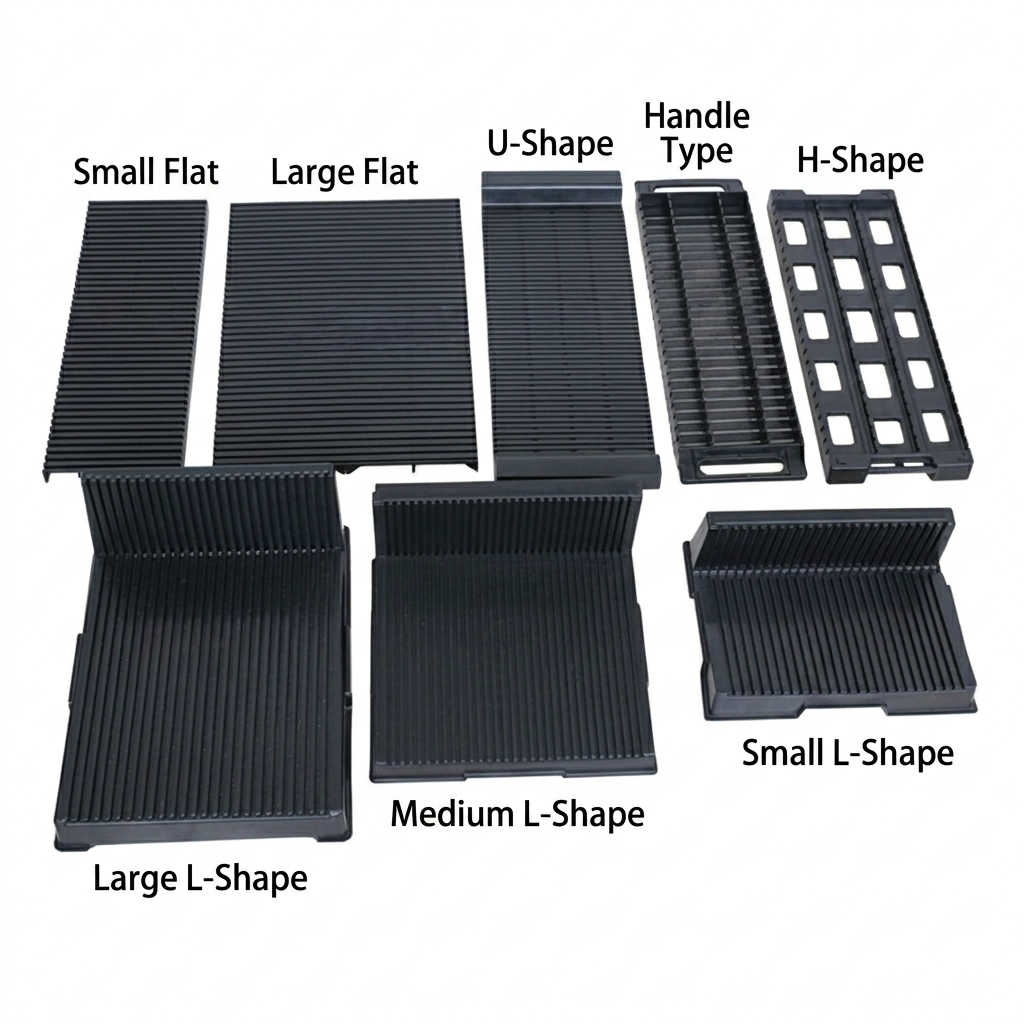 ESD PCB Rack TSC-ESD-PCB-RACK-838390 — Conductive PP, 10⁴–10⁹ Ω surface resistance, ESD PCB Rack for ESD-safe electronics manufacturing
