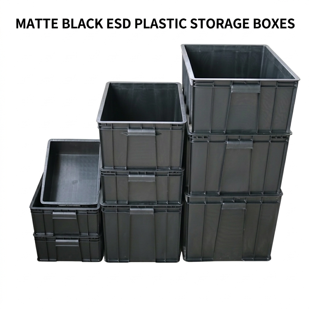 ESD Storage Box TSC-ESD-STORAGE-BOX-809532 — Conductive PP, 10⁴–10⁹ Ω surface resistance, ESD Storage Box for ESD-safe electronics manufacturing